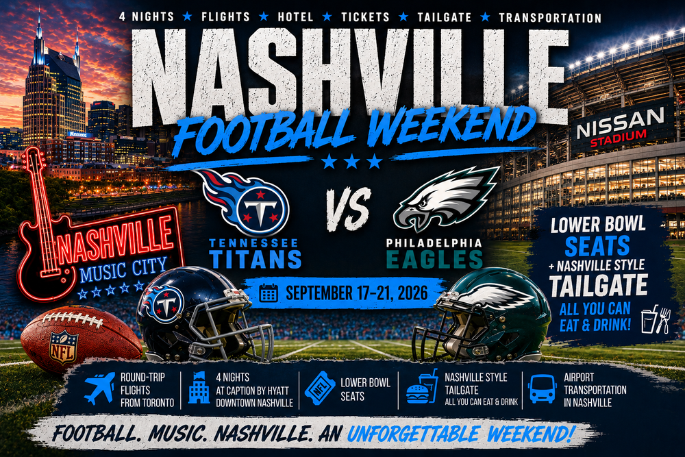 Toronto to Nashville Football Trip Package – Titans vs Eagles September 17–21, 2026