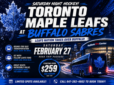 Toronto Maple Leafs at Buffalo Sabres Saturday February 27 2027 Bus Trip