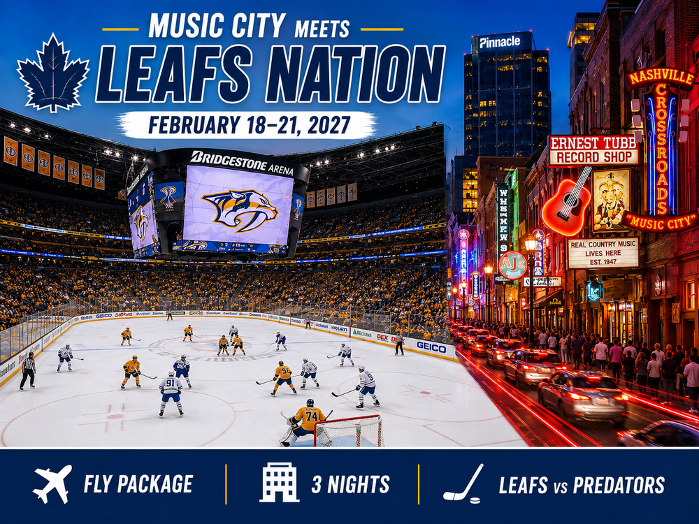 Toronto Maple Leafs at Nashville Predators February 18-21 2027 Travel Package