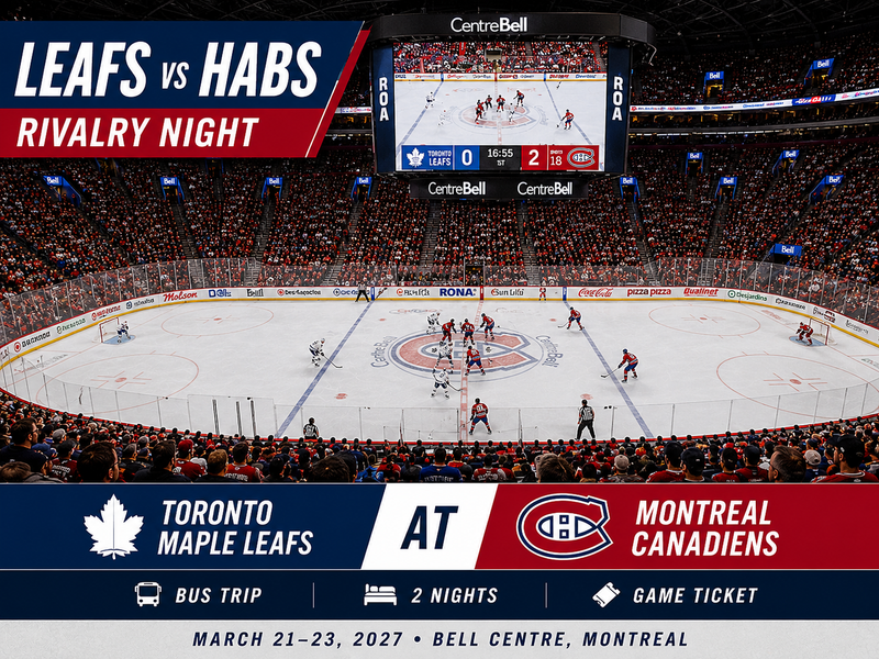 Toronto Maple Leafs at Montreal Canadiens March 21-23 2027 Travel Package