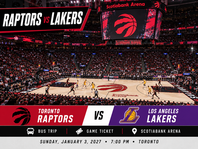 Toronto Raptors vs. Lakers – Western Ontario Bus Trip Sunday January 3 2027